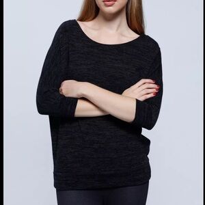 NY Collection Charcoal Gray Boat Neck Sweatshirt